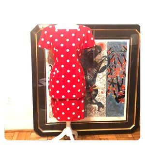 Vintage Scaasi‎ Red Polka Dot Suit